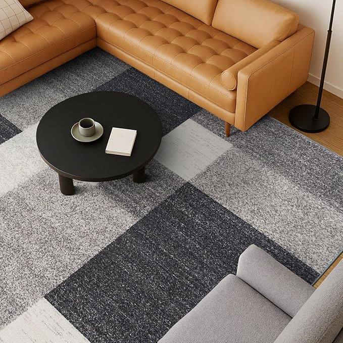 Rugshop Modern Boxes Design Non-Slip (Non-Skid) Area Rug 8 x 10 (7' 10" x 10') Gray