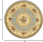 Rugs.com Chateau Collection Rug – 6 Ft Round Light Blue Medium Rug Perfect for Kitchens, Dining Rooms