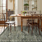 Lahome Washable Area Rugs 5x7 Green Rugs for Living Room,Boho Rug for Bedroom,Dining Room Carpet for Under Table, Distressed Non Slip Low Pile Carpet for Indoor Home Office Nursery(5'x7',Green)