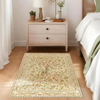 Door Mat Entryway Rug 2x3, Machine Washable Non-Slip Small Area Rug, Boho Floral Low Pile Throw Rugs for Entrance, Front Door, Entry, Kitchen, Kids Room（Beige）