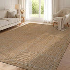 Beverly Rug Easy Jute Checkered Squared Rug 5x7 Washable Durable Indoor Outdoor Area Rugs for Living Dining Room Patio Office Stain Resistant Non Shedding Casual Indoor Outside Carpet 5 x 7 Natural