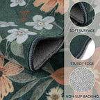 Lahome Floral Hallway Runner Rug Non Slip, 2'6''x10' Washable Runner Rug Soft Ultra-Thin Soft Runners for Hallways, Kitchen Runners Distressed Carpet for Entryway Bathroom(Dark Green)
