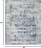 Lahome Vintage 8x10 Rugs for Living Room, Large Washable Rug for Bedroom Office, Boho Distressed Dining Room Rug Soft Stain Resistant Low Pile Accent Carpet for Home Playroom (8'x 10', Blue)