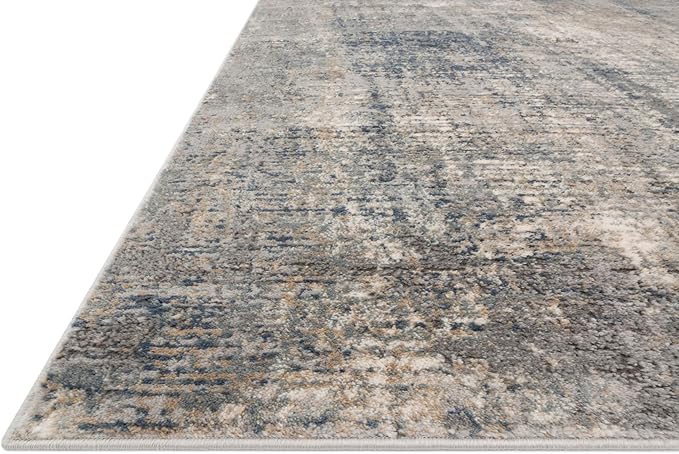 Loloi Teagan Collection TEA-05 Denim/Slate 3'-4" x 5'-7" Accent Rug, Large, Soft Neutral Rug, High-Traffic for Living Room, Bedroom, Home Office, Dining Area