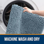 OLANLY Toilet Rugs U-Shaped 24x20, Extra Soft Absorbent Chenille Contour Bathroom Rugs for Toilet, Dry Quickly, Machine Washable, Non-Slip Bath Mat, Airy Blue