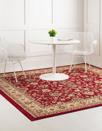 Unique Loom Sialk Hill Collection Area Rug - Washington (4' Square Burgundy/Cream)