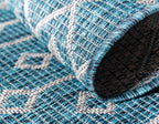 Unique Loom Outdoor Trellis Collection Area Rug - Tribal Trellis (7' 1" x 10' Rectangle, Teal/ Ivory)