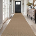 Braided Runner Rug 3x18 Ft Washable Runners for Hallways Non Slip Kitchen Runner Rug Cotton Long Entryway Runner Indoor, Woven Carpet for Hall Stair Entryway, Orange/Tan/Brown