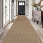 Braided Runner Rug 3x18 Ft Washable Runners for Hallways Non Slip Kitchen Runner Rug Cotton Long Entryway Runner Indoor, Woven Carpet for Hall Stair Entryway, Orange/Tan/Brown