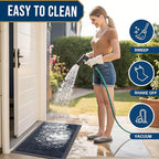 Kitinjoy Front Door Mat Outside Entrance, Sturdy Natural Dirt Trapper, Heavy Duty Rubber Doormat, Low Profile Non-Slip Backing, Easy Clean Floor Mat for Indoor Outdoor Entry, 29.5X17 Inch, Navy Blue
