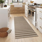 Lahome Striped Easy Jute Hallway Runner Rug, 2x6 Kitchen Mats for Floor Washable Entryway Runner, Farmhouse Neutral Indoor Outdoor Carpet for Hallway 6ft Entry Laundry, Khaki