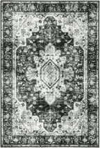 Moynesa Washable 2x3 Entryway Rug Small Front Door Mat, Black and White Kitchen Rugs Non Skid Non-Slip with Rubber Backing, Distressed Low Pile Throw Carpet for Indoor Outside Entrance