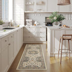 Dripex Kitchen Runner Rug-2x6 Washable Distressed Hallway Runner Oriental Medallion Carpet Non-Slip Non-Shedding Laundry Mat Foldable Thin Entry Throw Area Rug for Living Room Bedroom