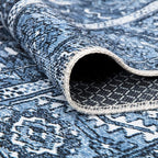 Bloom Rugs Washable Non-Slip 4' x 6' Rug - Blue Traditional Area Rug for Living Room, Bedroom, Dining Room, and Kitchen - Exact Size: 4' x 6'