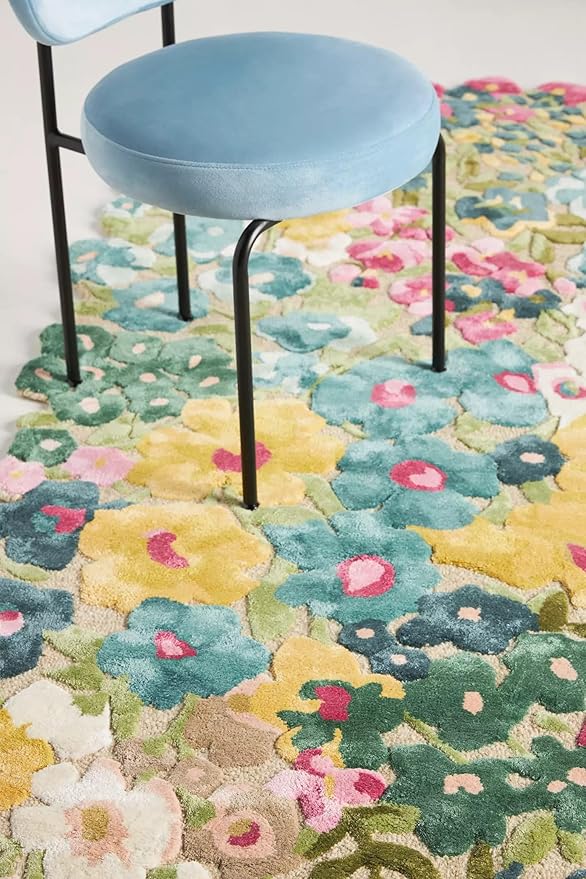 Cassia Wool Viscose Area Rug - 7’ x 10' – Handmade Wool Area Rugs –Yellow – Rugs for Living Room, Bedroom – Anti-Skid – Carpets with Non-Slip Natural Backing with 100% Cotton