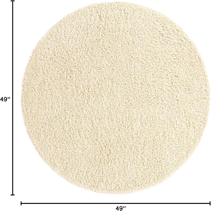Unique Loom Solid Shag Collection Area Rug (4' 1" Round, Pure Ivory)