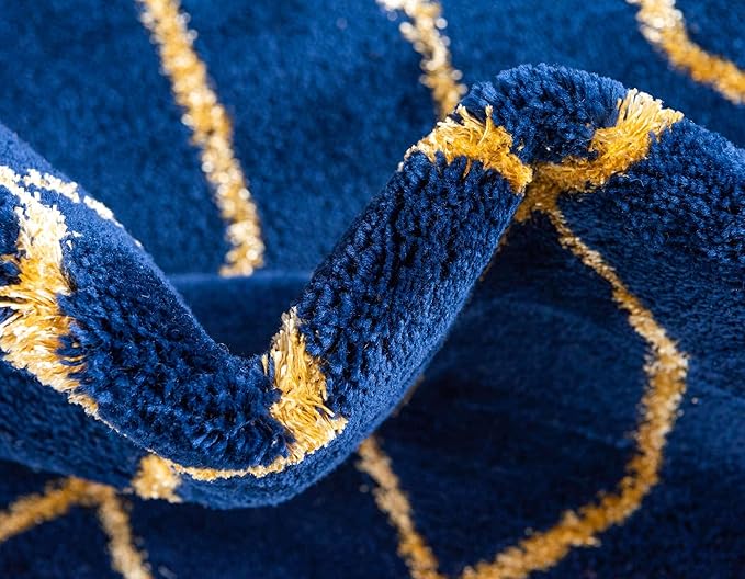 Unique Loom Marilyn Monroe Glam Collection Area Rug - Trellis (5' 1' x 8' Rectangle, Navy Blue Gold/ Gold)