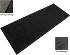 English Home Custom Size Anti Slip Charcoal Striped Design Light Weight Durable TPR Backing Thin Pile Runner Rug (26" x 5')