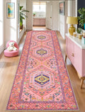 SERISSA Runner Rug for Hallways, 2'6"x10' Washable Non Slip Kitchen Runner Rug, Ultra Soft Cute Boho Aesthetic Rug Long Fuchsia Pink Floor Carpet for Bedroom Bathroom Laundry Living Room