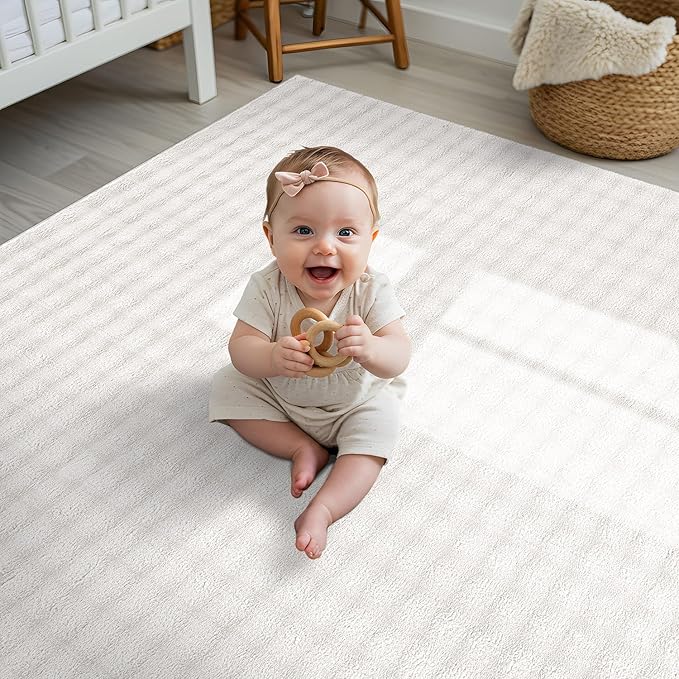 CAMILSON Modern White Non Slip Rug 3x5 Ultra Soft High Pile Area Rugs Non Skid Rubber Backing Durable & Easy to Clean Carpet for Living Room Bedroom Kids Room Indoor Use (3 x 5 White)