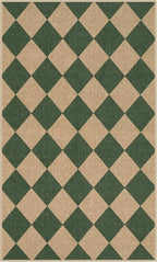 Lahome Checkered Outdoor Patio Easy Jute Rug, 3x5 Dark Green Washable Front Porch Door Rug, Farmhouse Indoor Outdoor Carpet Non Slip Non Shedding Carpet for Entryway Living Room Deck