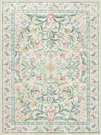 Lahome Boho Washable Girls Bedroom 9x12 Rugs, Beige Cream Floral Large Area Rugs for Bedroom, Soft Non-Slip Thin Carpet for Nursery Kids Playroom Dining Room Home, Beige