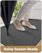 Color&Geometry Large Front Door Mat Indoor Entrance, 24"X48" Indoor Mats for Entryway Non Slip Rubber Backed, 2x4 Dirt Trapper Double Door Mat Washable, Charcoal Grey (Rolled-up NO Creases)