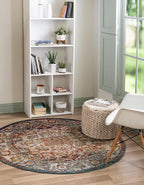 Unique Loom Isabella Collection Area Rug - Adjani (7' 10" Round, Multi/ Beige)