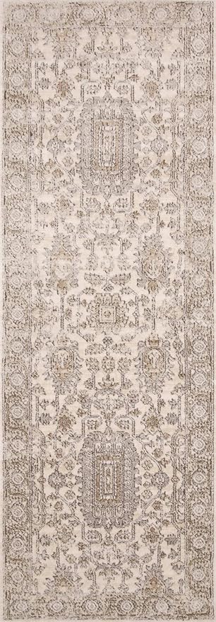 Loloi Teagan Collection TEA-03 Ivory/Sand 2'-8" x 10'-6" Runner Rug, Large, Soft Neutral Rug, High-Traffic for Living Room, Bedroom, Home Office, Dining Area