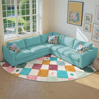 jinchan Macy Kids Rug for Classroom 7ft Radius Corner Washable Area Rug Modern Colorful Quarter Circle Rug Soft Non-Slip Carpet for Nursery Playroom Daycare Reading Nook Living Room Confetti on Cream