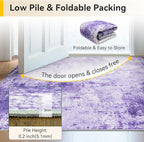 Washable Area Rugs 6ft Non-Slip Modern Abstract Soft for Living Room Entryway Bedroom Nursery, Print Pattern, Purple Gray Pink White