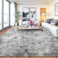 Ultra Soft Fluffy Rugs for Bedroom, Anti-Skid Indoor Carpet Nursery Rugs for Kids Room Home Decor, Rectangular Fuzzy Rug Tie-Dyed Light Grey 5x7 Feet