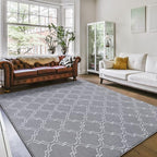 Amearea Fluffy Indoor Trellis Rug, Soft Moroccan Home Rugs for Bedroom, Shag Modern Area Rug for Living Room Kids Room Nursery, Easy Clean, Home Decor Low Pile Carpet, Light Grey 4x6 Feet
