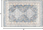 Phantoscope Washable Area Rug 6'x9' Non-Slip, Vintage Neutral Rugs for Living Room, Bedroom, Dining Room, Distressed Boho Geometric Medallion Pattern, Low-Pile Foldable Floor Carpet, Dusty Blue/Multi
