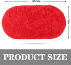 Soft Fluffy Area Rug for Bedroom, Red Fuzzy Shaggy Oval Throw Rugs for Bedside, Non-Slip Cozy Plush Shag Carpet for Kids Room Dorm Nursery Living Room, 2.6 x 5.3 Feet