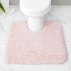 Pink Toilet Rug 22x24 Non Slip Fluffy Toilet Floor Mat U Shaped Washable Bathroom Contour Rug for Toilet Absorbent Thick Toilet Carpet