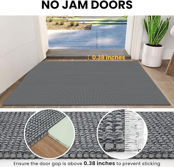 IOHOUZE Washable Runner Rug 2x5 Non Slip Runners for Hallways Entryway Runner Indoor, Kitchen Throw Rug Woven Cotton Floor Carpet for Hall Entrance Bedroom, Dark Grey