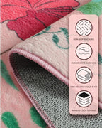 Boho Washable Area Rug 6x9 for Living Room, Bedroom, Office, Playroom, Kitchen or Dining Room, Soft Floral Carpet for Indoor Use, Easy Care Non-Slip Design (Pink)