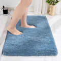 Bathroom Rug 20x32 Non Slip Fluffy Blue Bath Mat for Bathroom Floor Washable Plush Luxury Bath Rug for Tub Soft Shaggy Absorbent Shower Sink Mat