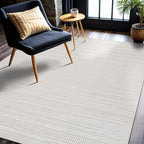 CAMILSON Micro Loop Rug 5x7 Modern Luxury Geometric Pattern Area Rugs Soft High and Low Pile Stain Resistant Easy-Cleaning Non-Shedding for Living Room Office Indoor Carpet (5 x 7 / White)