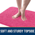 OLANLY Dog Door Mat for Muddy Paws 70x35, Absorbs Moisture and Dirt, Absorbent Non-Slip Washable Doormat, Quick Dry Chenille Mud Mat for Dogs, Entry Indoor Entryway Carpet for Inside Floor, Hot Pink