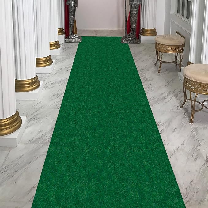 Ottomanson 2'7" x 32' Hallway Runner with Scraper Pile - Extra Durable Non-Slip Rug Mat for Indoor & Outdoor Use - Ideal for Kitchen, Entryway & Garage - High-Traffic Carpet, Green