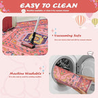 SERISSA Washable Rugs 8x10 Area Rugs, Large Non-Slip Boho Living Room Rug, Ultra Soft Cute Pastel Aesthetic Fuchsia Pink Carpet for Baby Girls Bedroom Kids Playroom Nursery Dining Room Dorm Decor