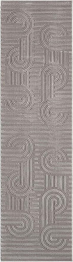 Annabel Modern Geometric Runner Rug for Kitchen, 2x7 Contemporary Arched and Linear Gray Runner, High-Low Pile Stain Resistant Carpet for Bedroom, Hallway or Entryway (2' x 7', Gray)