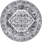 KOZYFLY Round Rug 5 Ft Rugs for Entryway Washable Circle Entrance Rug Non Slip Round Doormat Indoor Printed Faux Wool Round Front Door Mat Floor Carpet for Backdoor, Entryway, Bedroom, Grey