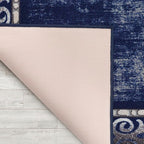 Antep Rugs Alfombras Bordered Modern 5x7 Non-Slip (Non-Skid) Low Pile Rubber Backing Indoor Area Rug (Navy, 5' x 7')