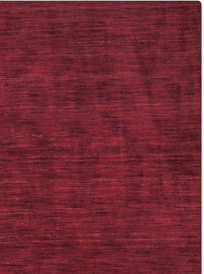 Hand Knotted Loom Wool ECO-Friendly Area Rugs - 3'x5', Rectangle, Dark Red Color, Solid Plain Design, High Pile Handmade Anti Skid Area Rugs for Living Room, Bed Room (L00111)