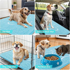 OLANLY Dog Door Mat for Muddy Paws 24x16, Paw Print Design, Absorbs Moisture and Dirt, Absorbent Non-Slip Washable Doormat, Quick Dry Chenille Mud Mat for Dogs, Entry Indoor Entryway Carpet, Blue