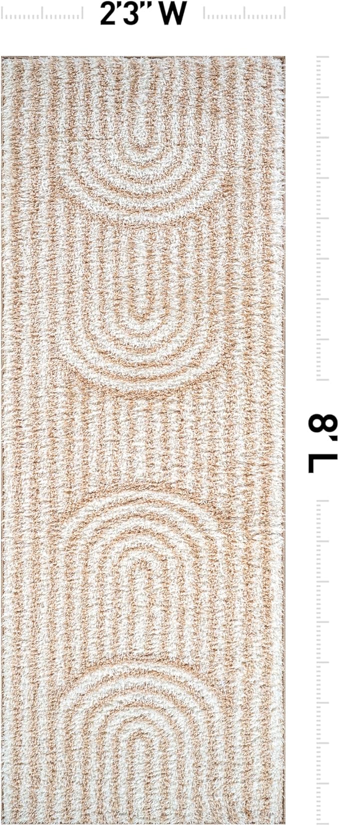 Rugshop Abstract Arch Shag Runner Rug Beige 2' 3" x 8' Perfect for Hallways, Kitchens, or Behind The Sofa