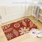 Maples Rugs Reggie Floral Runner Rug - Made in USA - Washable, Non Slip Indoor Carpet for Kitchen, Hallway, and Laundry Room, 1'8 x 4', Merlot